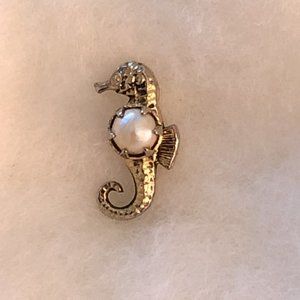 Vintage Seahorse Tie Tack with Pearl